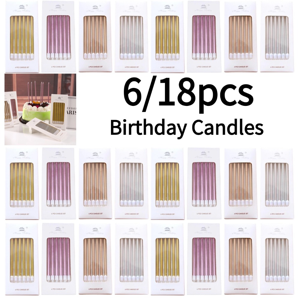 Candle Supplies Usa - 6/18pcs Metal Gold Silver Birthday Candles